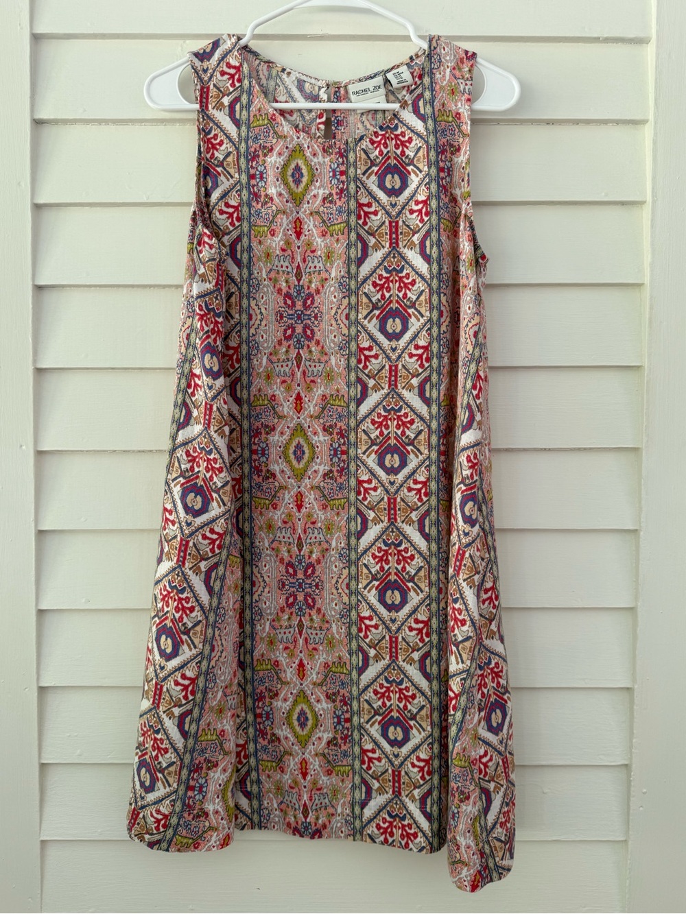 Rachel Zoe | 100% Linen Sleeveless Shift Dress Boho Medallion Print Size M